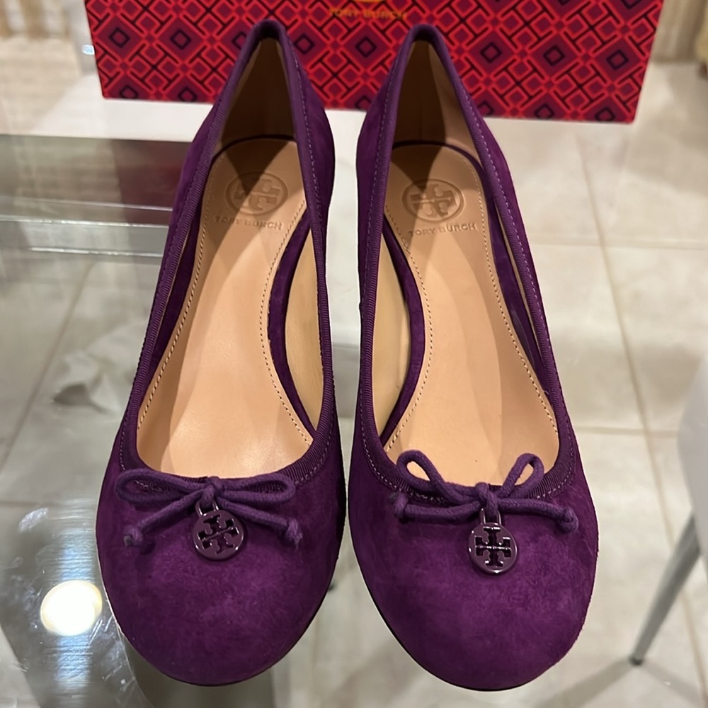 🔥🔥🔥Authentic Tory Burch Chelsea 45MM Wedge SoHo Lux Suede